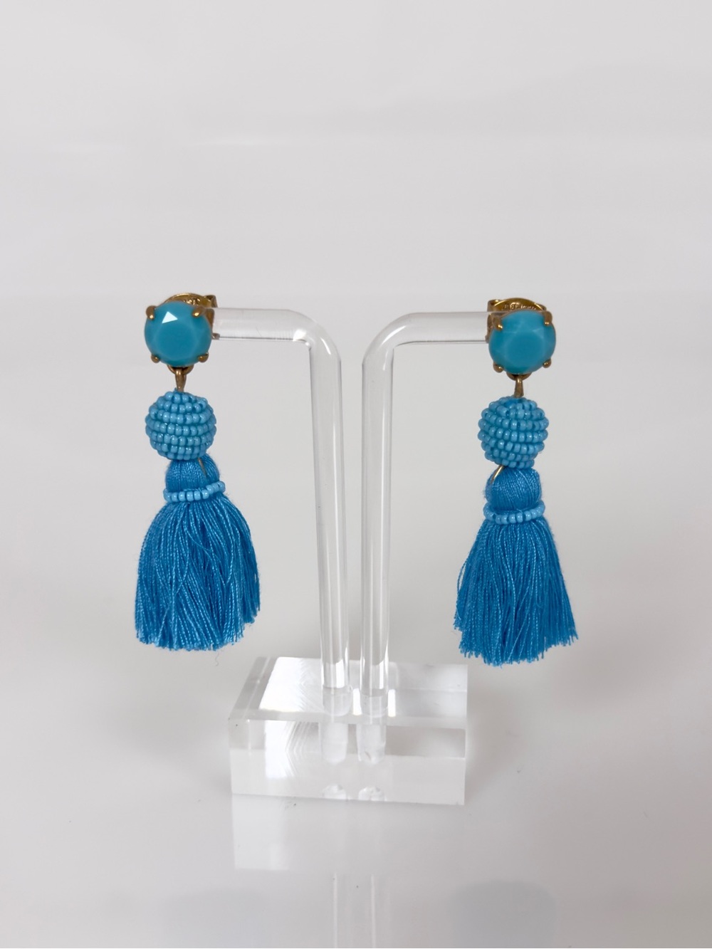 J.Crew Blue Beaded Tassel Drop Earrings